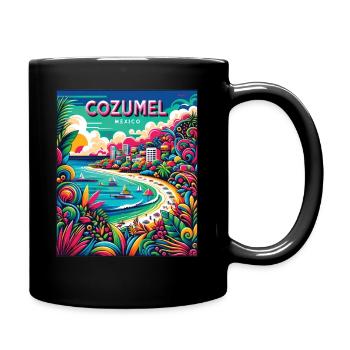 Cozumel Mexique Vintage coucher de soleil Art - Mug uni - noir - Droite