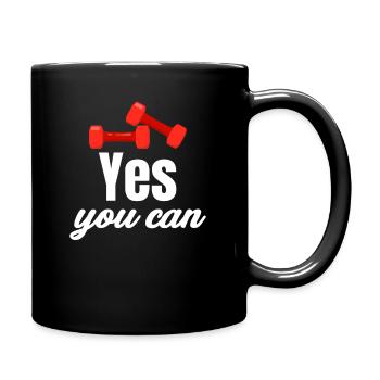 Yes You Can Fitness-enthusiasten, Motivierendes - Tasse einfarbig - Schwarz - Rechts