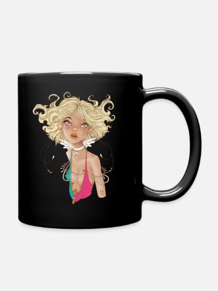 Angelic gaze - Full Colour Mug - black