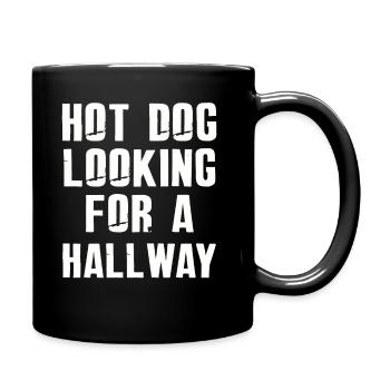 Hot-dog à la recherche d’un couloir - Mug uni - noir - Droite