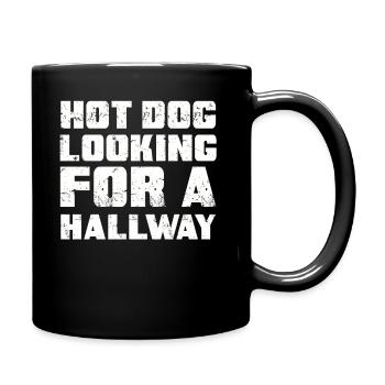 Hot-dog à la recherche d’un couloir - Mug uni - noir - Droite