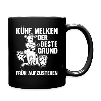 Kuh Bauernhof Kuhbauer Landwirt Rind Kühe - Tasse einfarbig - Schwarz - Rechts