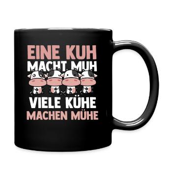 Kuh Bauernhof Kuhbauer Landwirt Rind Kühe - Tasse einfarbig - Schwarz - Rechts