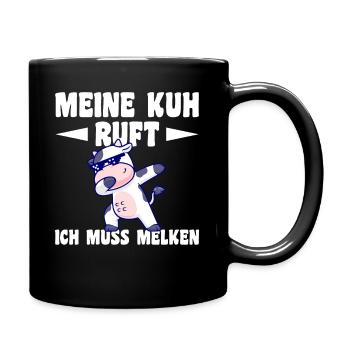 Kuh Bauernhof Kuhbauer Landwirt Rind Kühe - Tasse einfarbig - Schwarz - Rechts