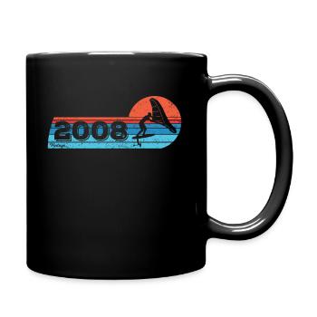 Wingfoil-Surfer Geburtstag Jahrgang 2008 geboren - Tasse einfarbig - Schwarz - Rechts
