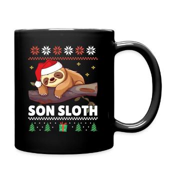 Son Sloth: Cute Sloth Xmas Ugly Christmas - Full Colour Mug - black - Right