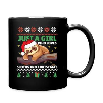 Just a Girl who loves Sloths - Ugly Christmas - Full Colour Mug - black - Right
