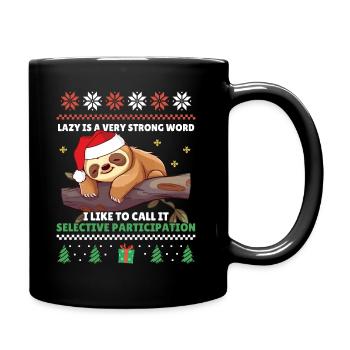 Selective Participated - Faultier Ugly Christmas - Tasse einfarbig - Schwarz - Rechts