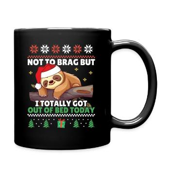 I totally got out of Bed - Sloth Ugly Christmas - Full Colour Mug - black - Right