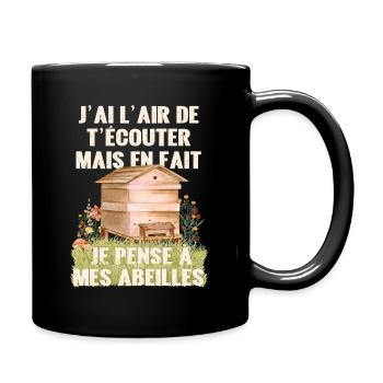 Cadeau apiculteur pense aux abeilles humour miel - Mug uni - noir - Droite