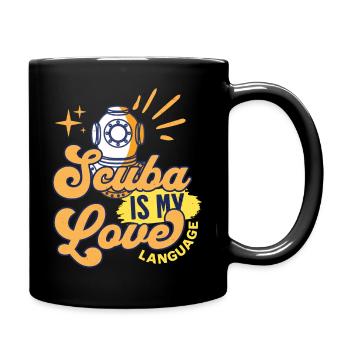Scuba is my Love Language Diving Message Blue - Full Colour Mug - black - Right
