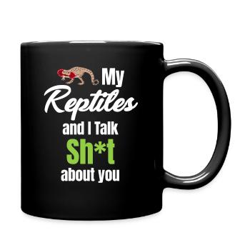 Mes reptiliens et moi disons de la merde sur vous - Mug uni - noir - Droite