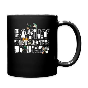 Leicht abgelenkt von Vögeln Vogelliebhaber - Tasse einfarbig - Schwarz - Rechts