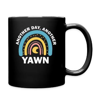 First Caffeine Vibes Another Day Yawn Meets Coffee - Full Colour Mug - black - Right