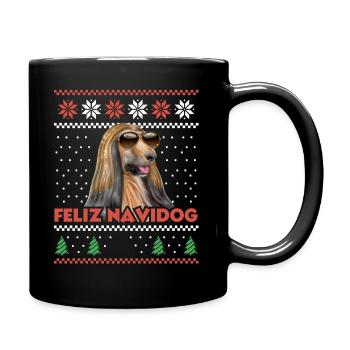 Cool Afghan Hound Dog Feliz Navidog Noël moche - Mug uni - noir - Droite
