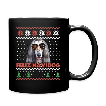 Cool Afghan Hound Dog Feliz Navidog Noël moche - Mug uni - noir - Droite