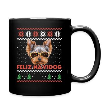 Yorkshire Terrier chien Feliz Navidog Noël moche - Mug uni - noir - Droite