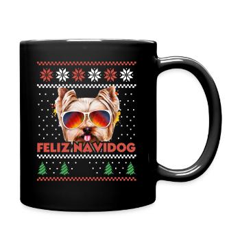 Yorkshire Terrier chien Feliz Navidog Noël moche - Mug uni - noir - Droite