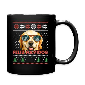 Golden Retriever Chien Feliz Navidog Noël moche - Mug uni - noir - Droite