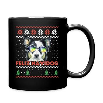 Border Collie Chien Feliz Navidog Noël moche - Mug uni - noir - Droite