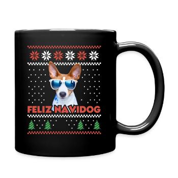 Cool Basenji Chien Noël Feliz Navidog Laid Noël - Mug uni - noir - Droite