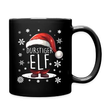 Weihnachten Durstiger Elf - Tasse einfarbig - Schwarz - Rechts