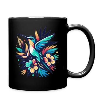 Bunter Kolibri - Tasse einfarbig - Schwarz - Rechts