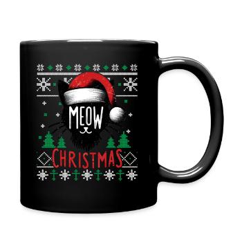 Meow Christmas - Cat Pajamas PJ Ugly Funny Xmas - Full Colour Mug - black - Right