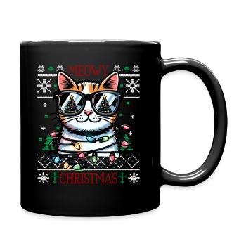 Meowy Christmas - Katze Pajamas PJ Ugly Funny Xmas - Tasse einfarbig - Schwarz - Rechts