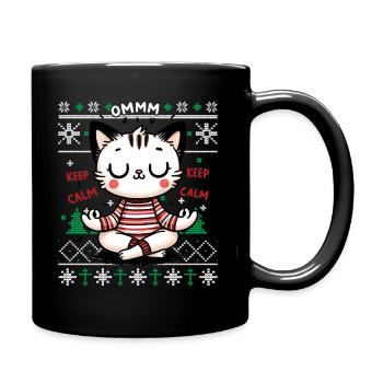 Keep Calm Meowy Cat Pajamas PJ Ugly Funny Xmas - Full Colour Mug - black - Right