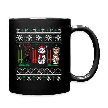 Ho Ho Meowy - Cat Pajamas PJ Ugly Funny Xmas - Full Colour Mug - black - Right