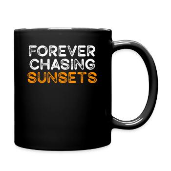 Forever Chasing Sunsets Retro Summer Vacation - Full Colour Mug - black - Right