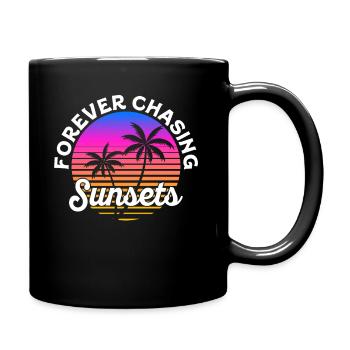 Forever Chasing Sunsets Retro Summer Vacation - Full Colour Mug - black - Right