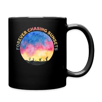 Forever Chasing Sunsets Retro Summer Vacation - Full Colour Mug - black - Right