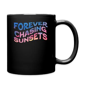 Forever Chasing Sunsets Retro Summer Vacation - Full Colour Mug - black - Right
