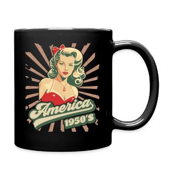 America, USA, Rock'n'Roll, 1950s, Pinup - Full Colour Mug - black - Right