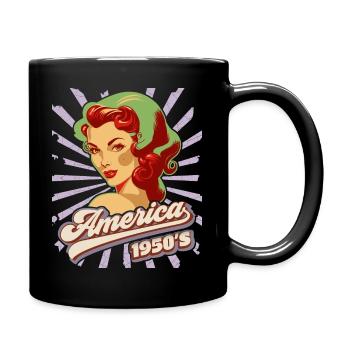 Pin-up, Amerika, USA, Rock'n'Roll, 1950er Jahre - Tasse einfarbig - Schwarz - Rechts