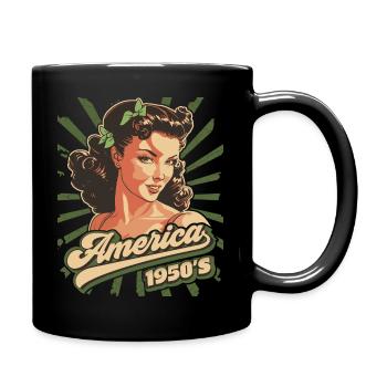 Pin-up, Amerika USA 1950er Jahre, Rock'n'Roll - Tasse einfarbig - Schwarz - Rechts