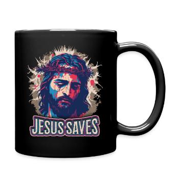 Jesus Christus mit Dornenkrone auf dem Passionsweg - Tasse einfarbig - Schwarz - Rechts