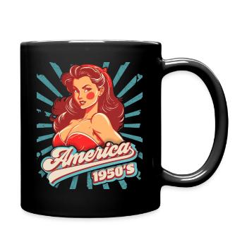 Pinup, Rock'n'Roll, 1950s, America, USA - Full Colour Mug - black - Right