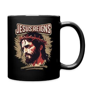 Jesus Passionsweg Christus mit Dornenkrone - Tasse einfarbig - Schwarz - Rechts