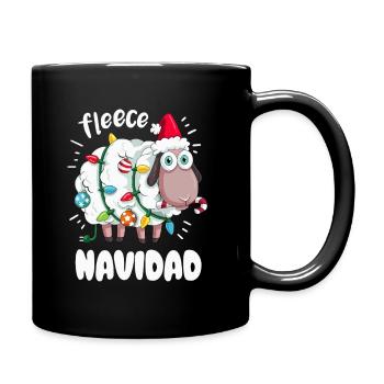 Funny Sheep Wishes Feliz Navidad Pun - Full Colour Mug - black - Right