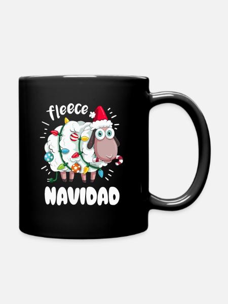 Lustiges Schaf wünscht Feliz Navidad Wortspiel - Tasse einfarbig - Schwarz