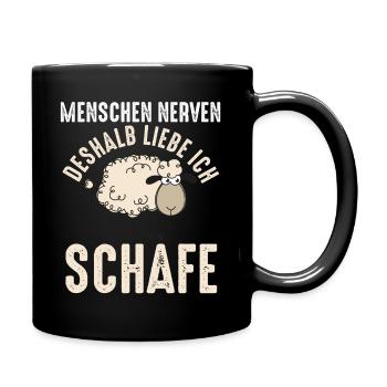 Schaf Schäfer Schäferei Bauer Landwirt Bauernhof S - Tasse einfarbig - Schwarz - Rechts