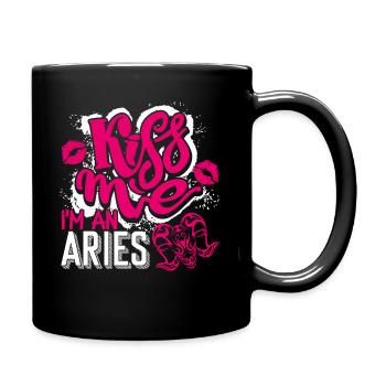 Aries Kiss Me I'm An Aries - Full Colour Mug - black - Right