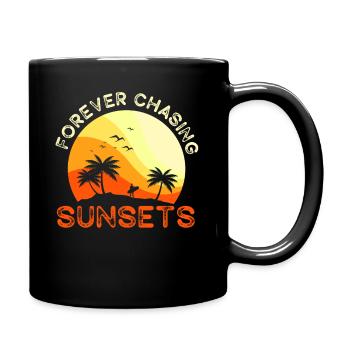 Forever Chasing Sunsets Retro Summer Vacation - Full Colour Mug - black - Right
