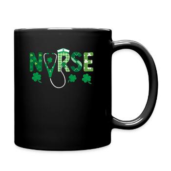 Krankenschwester Stethoskop Medizin Irish - Tasse einfarbig - Schwarz - Rechts