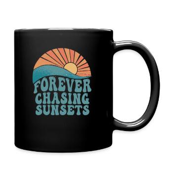 Forever Chasing Sunsets Retro Summer Vacation - Full Colour Mug - black - Right