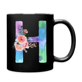 Lettre H watercolor - Mug uni - noir - Droite