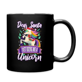 Dear santa just bring me a unicorn - Full Colour Mug - black - Right